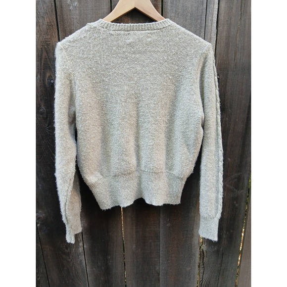 Foward Oatmeal Knit‎ Sweater With Braided Pink Satin Ribbons L - Picture 2 of 7